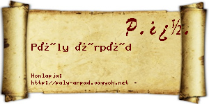 Pály Árpád névjegykártya
